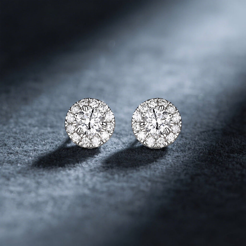 Aura – Classic Halo Round Diamond Earring