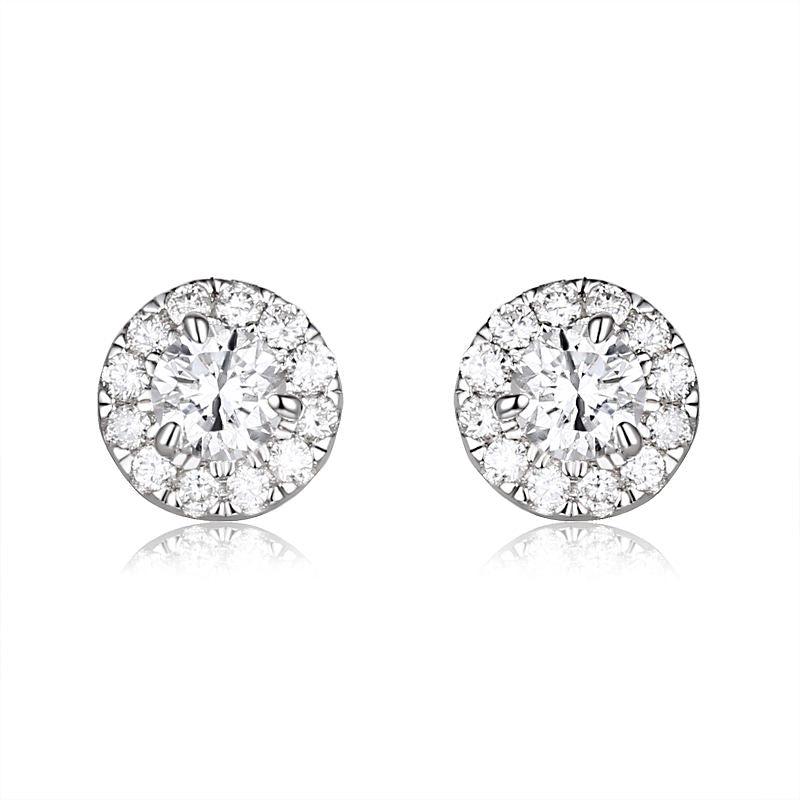 Aura – Classic Halo Round Diamond Earring